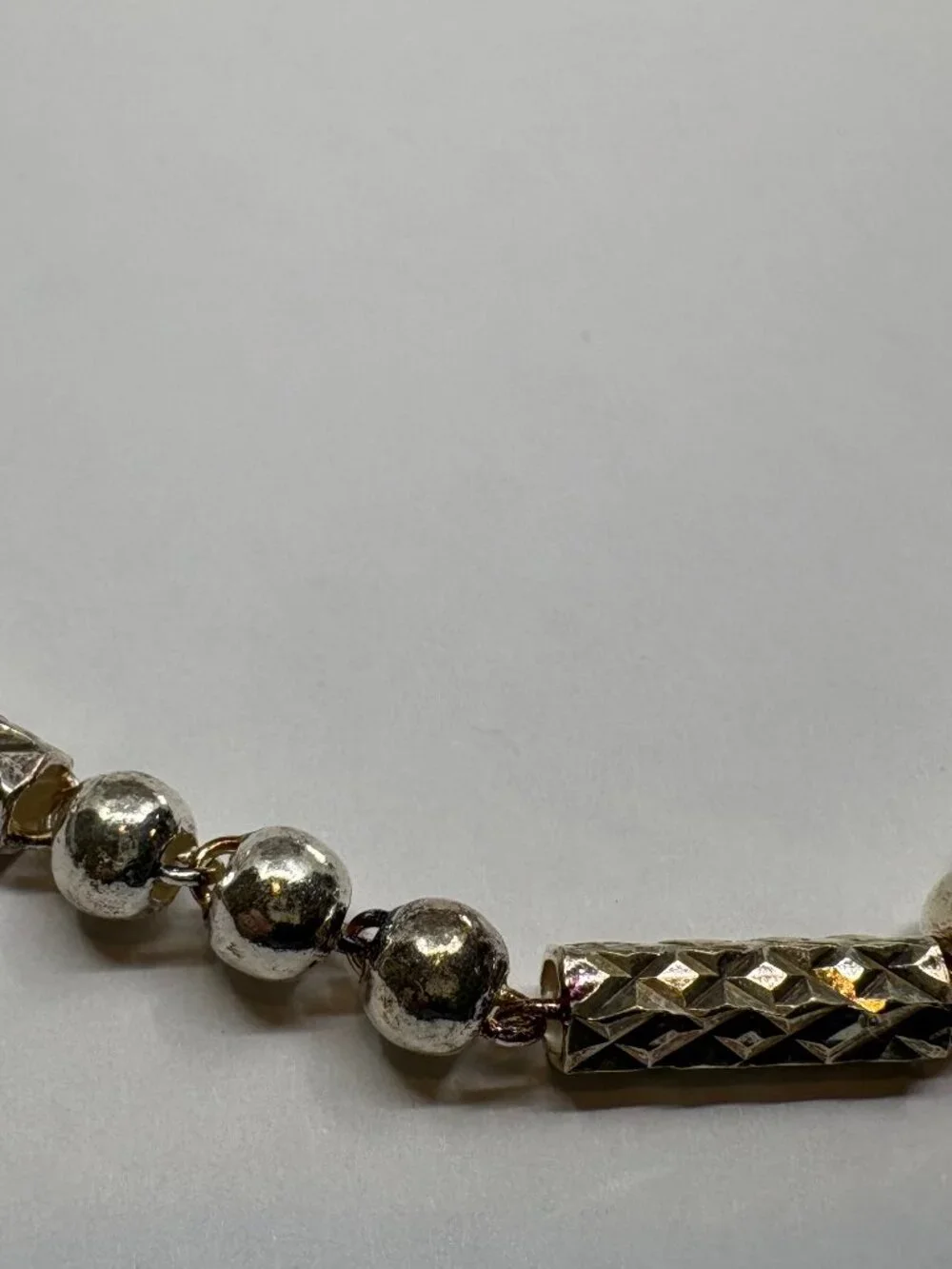 925 Sterling Silver Beaded Chain Necklace 21.6